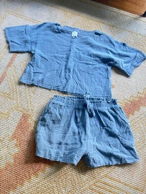 Casual Light Blue Women's Two-Piece Lounge Set